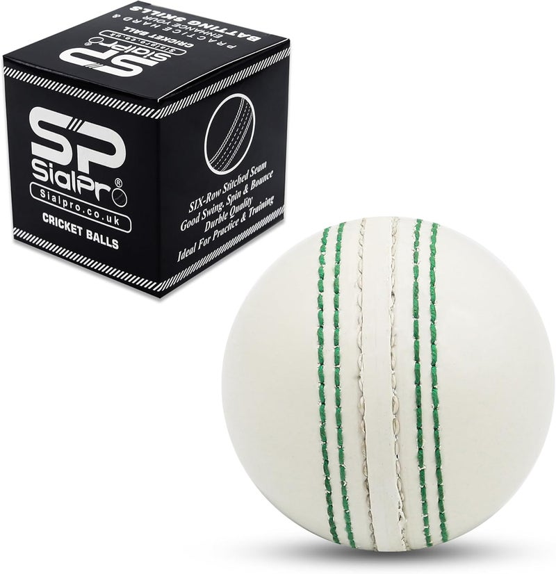 SialPro Soft Cricket Rubber Ball Set Indoor/Outdoor Play for Junior Youth Adult Training, Coaching, Practice Excellent Bounce with Durable Traditional Seams Stitched - Image 1